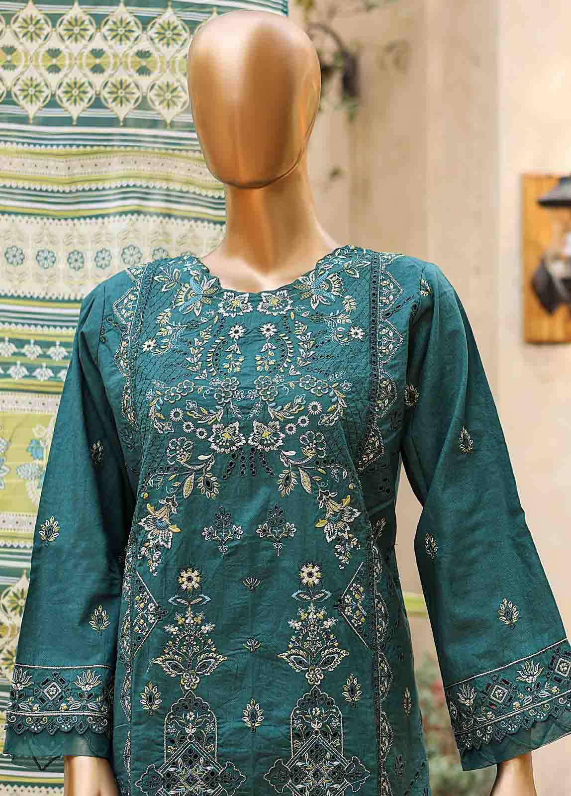 SMLF-EMB-0394 B - 3 Piece Embroidered Stitched Suit