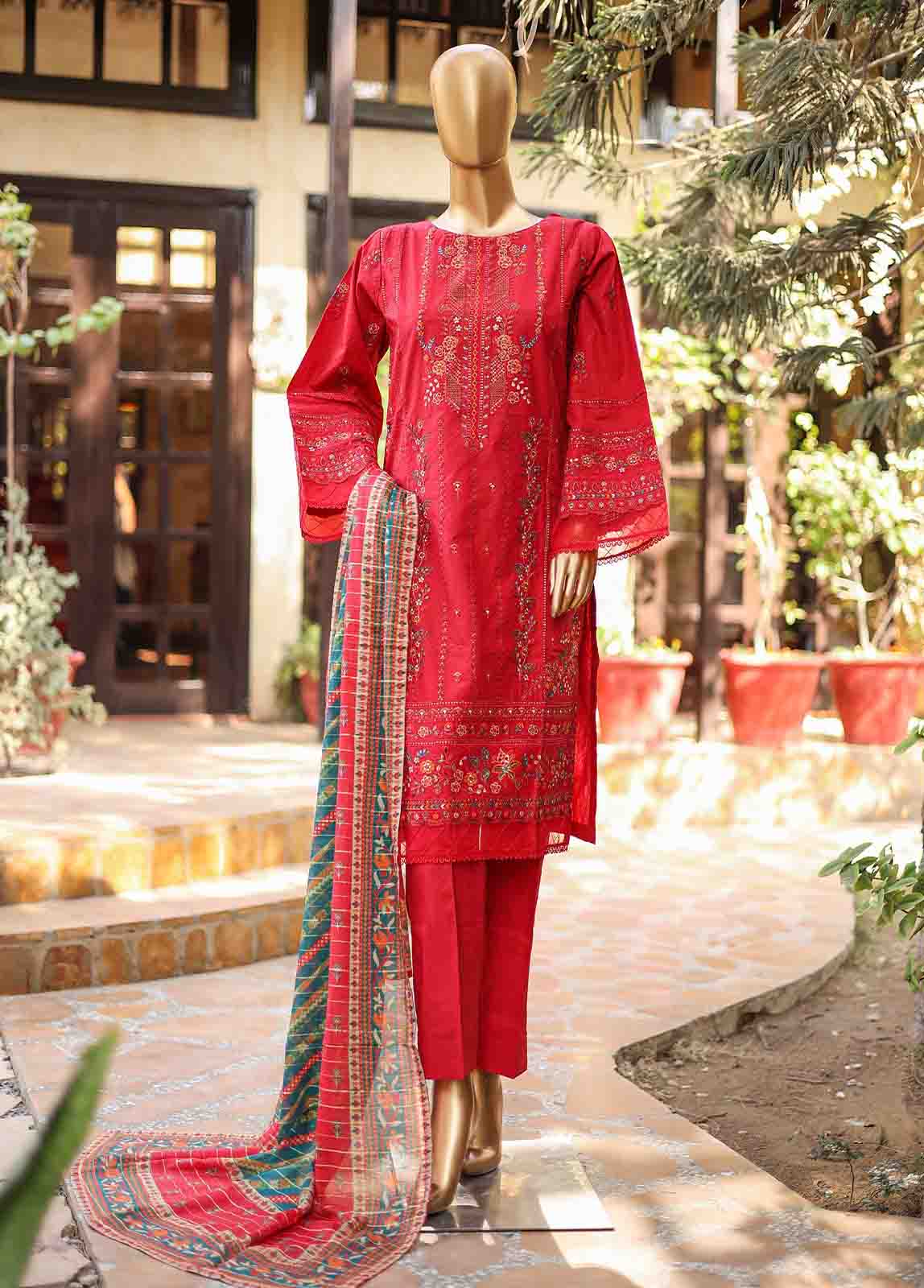 Bin Saeed Fabric - SMLF-EMB-0405 B - 3 Piece Embroidered Stitched Suit
