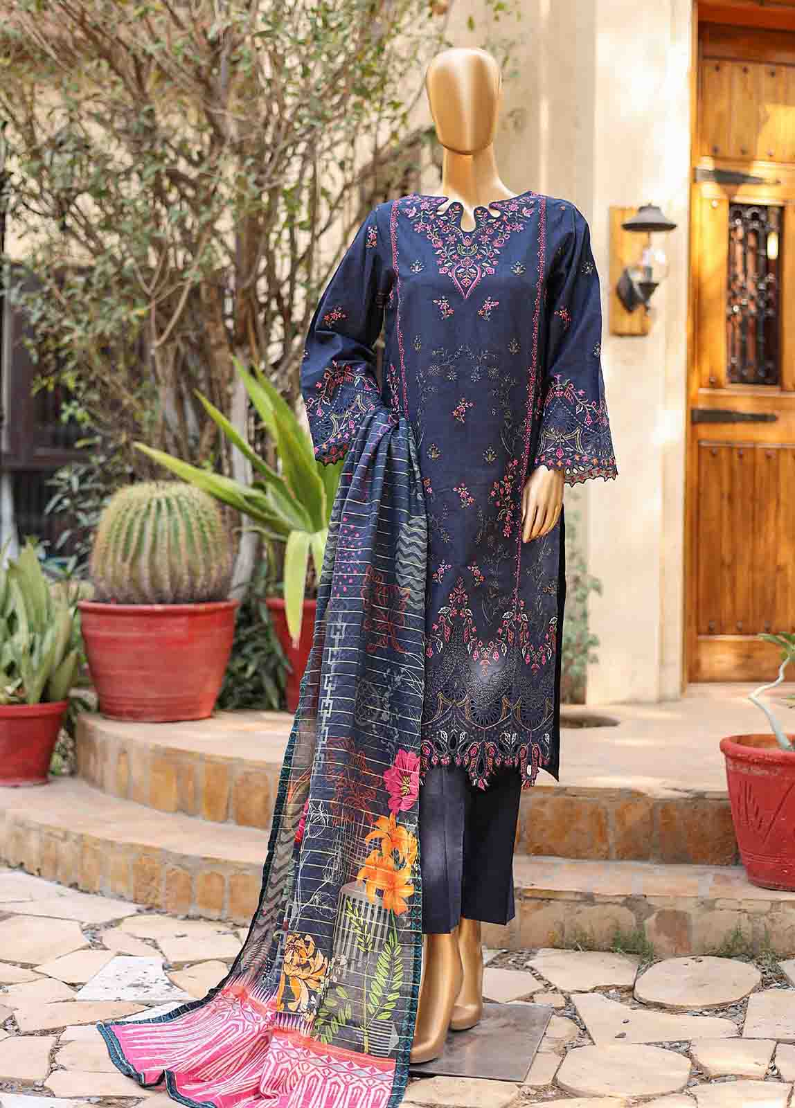 Bin Saeed Fabric - SMLF-EMB-0409 B - 3 Piece Embroidered Stitched Suit