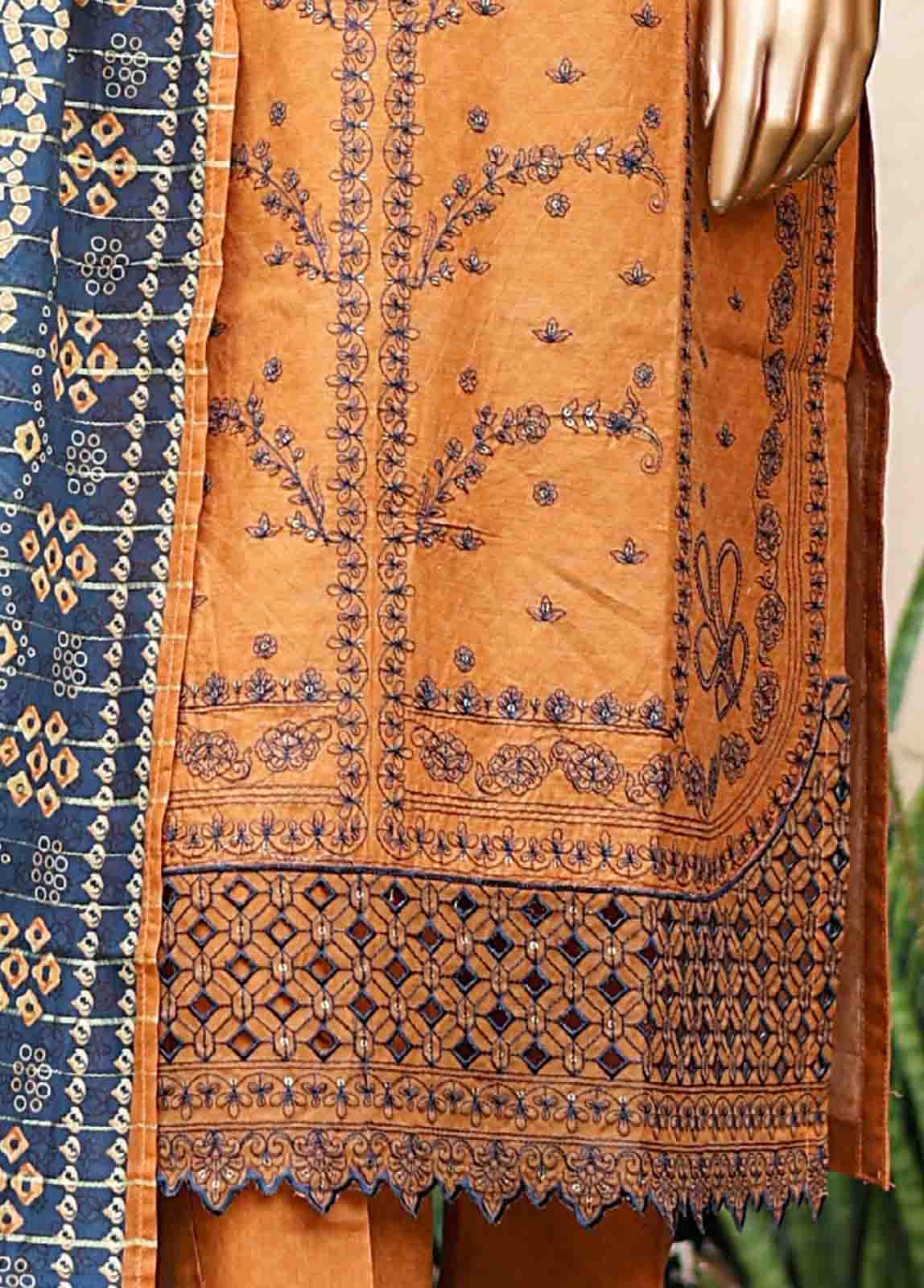 Bin Saeed Fabric - SMLF-EMB-375 B- 3 Piece Embroidered Stitched Suit