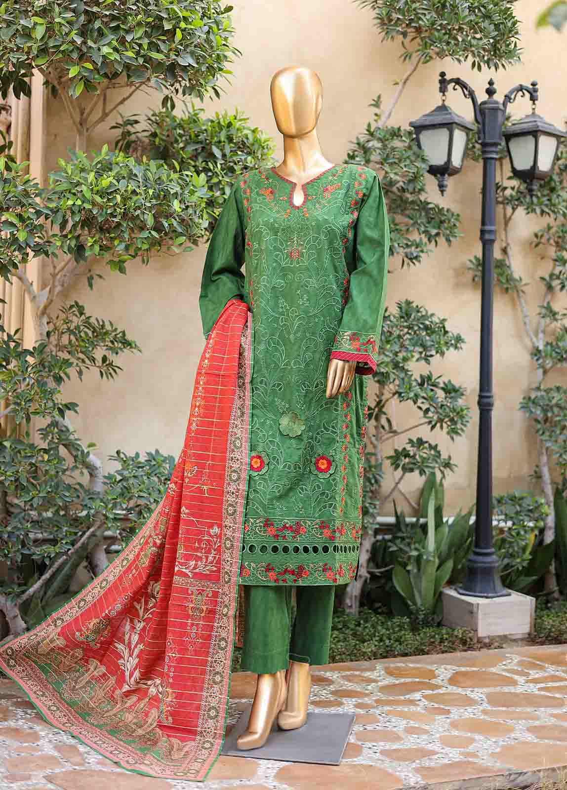 Bin Saeed Fabric - SMLF-EMB-377 B- 3 Piece Embroidered Stitched Suit