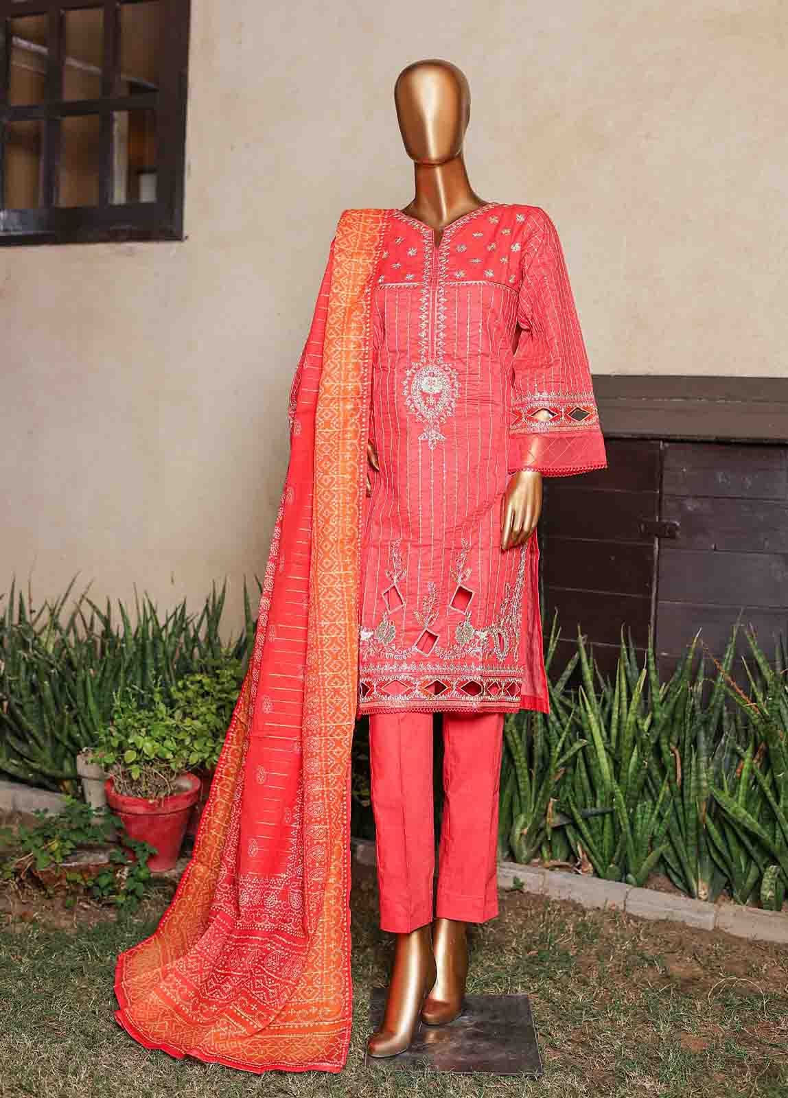 Bin Saeed Fabric - SMLF-EMB-378 B- 3 Piece Embroidered Stitched Suit