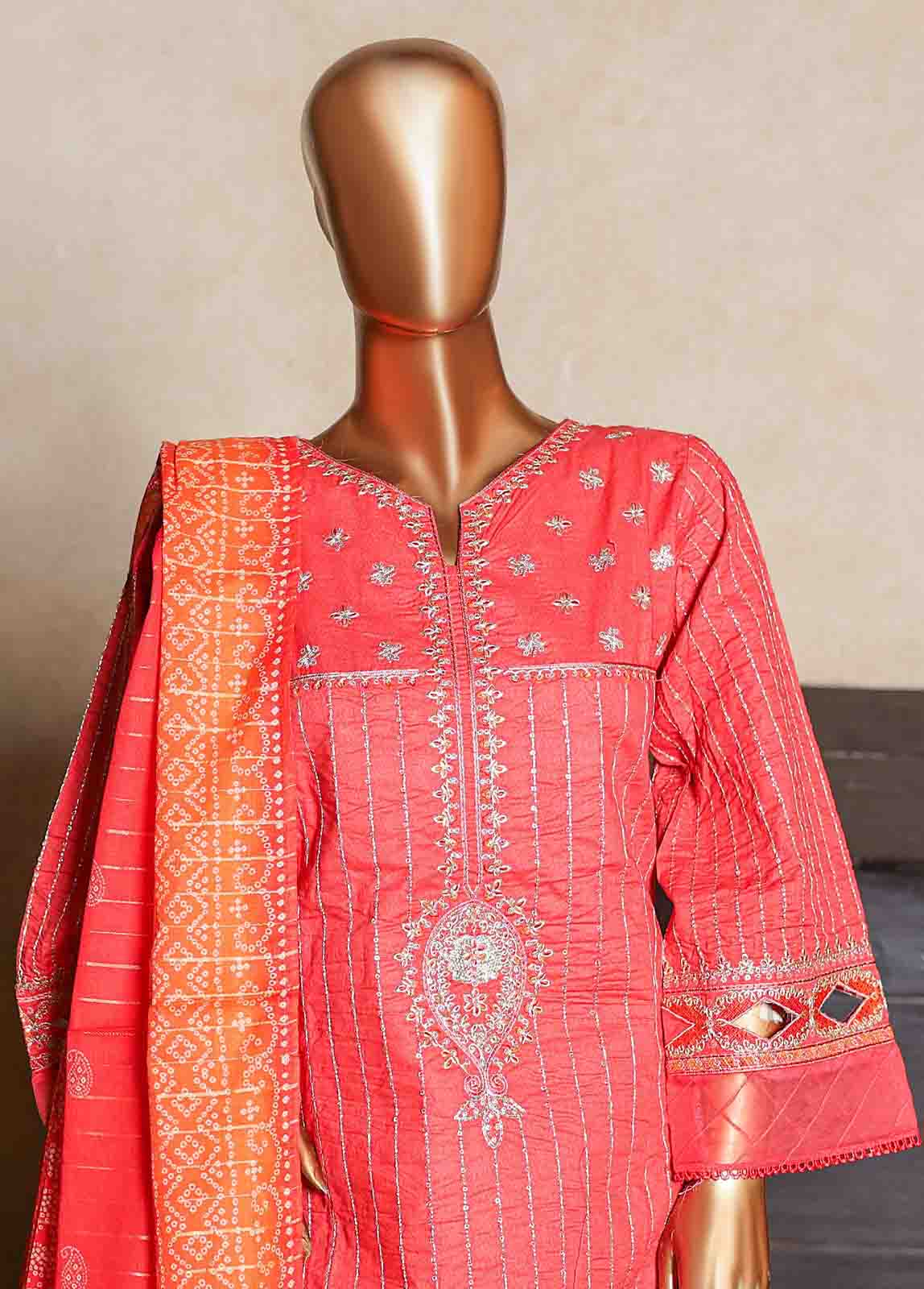Bin Saeed Fabric - SMLF-EMB-378 B- 3 Piece Embroidered Stitched Suit