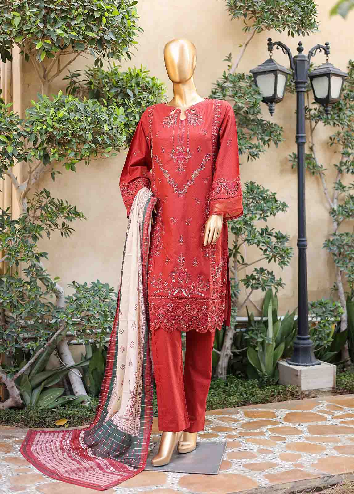 Bin Saeed Fabric - SMLF-EMB-381 B - 3 Piece Embroidered Stitched Suit