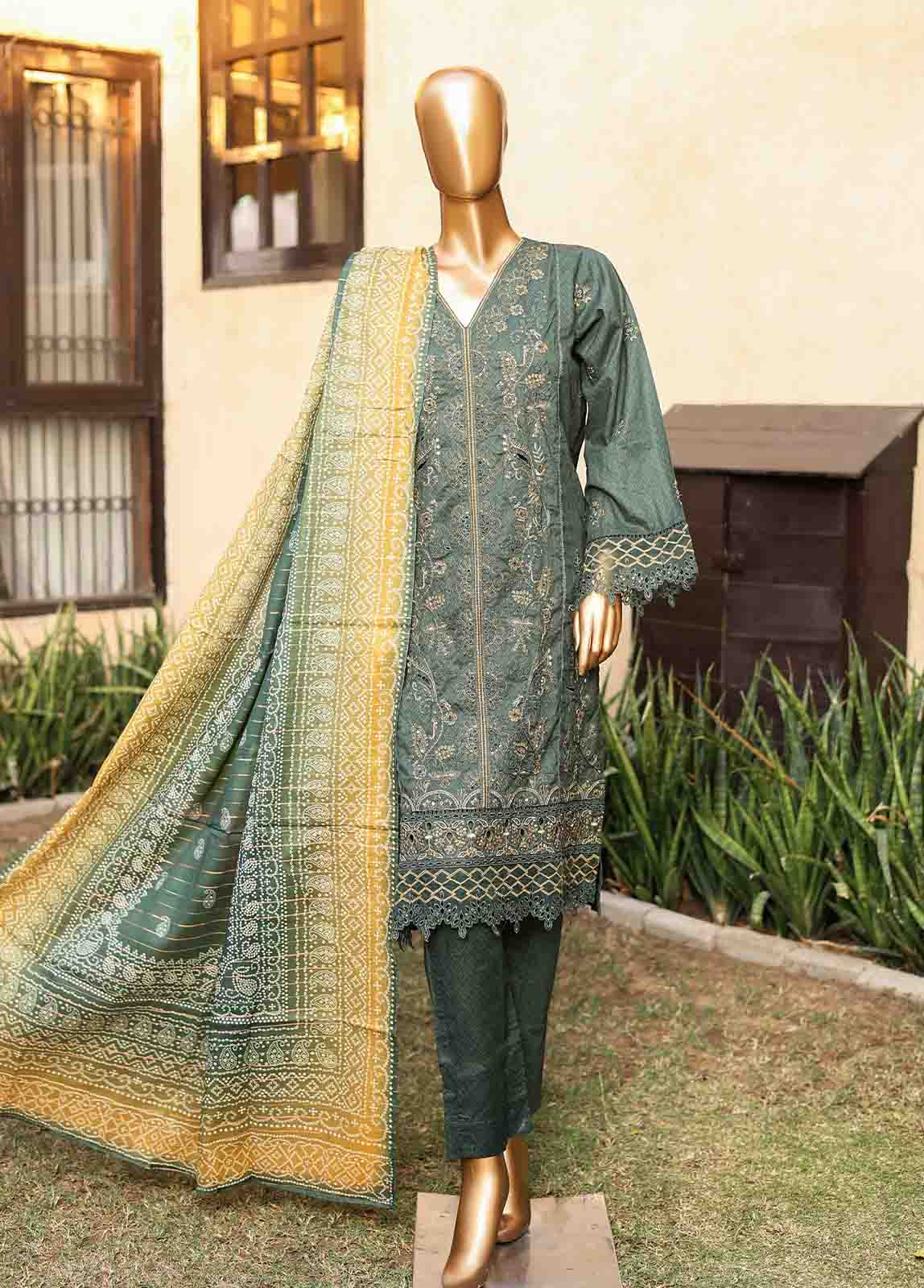 Bin Saeed Fabric - SMLF-EMB-395 B - 3 Piece Embroidered Stitched Suit