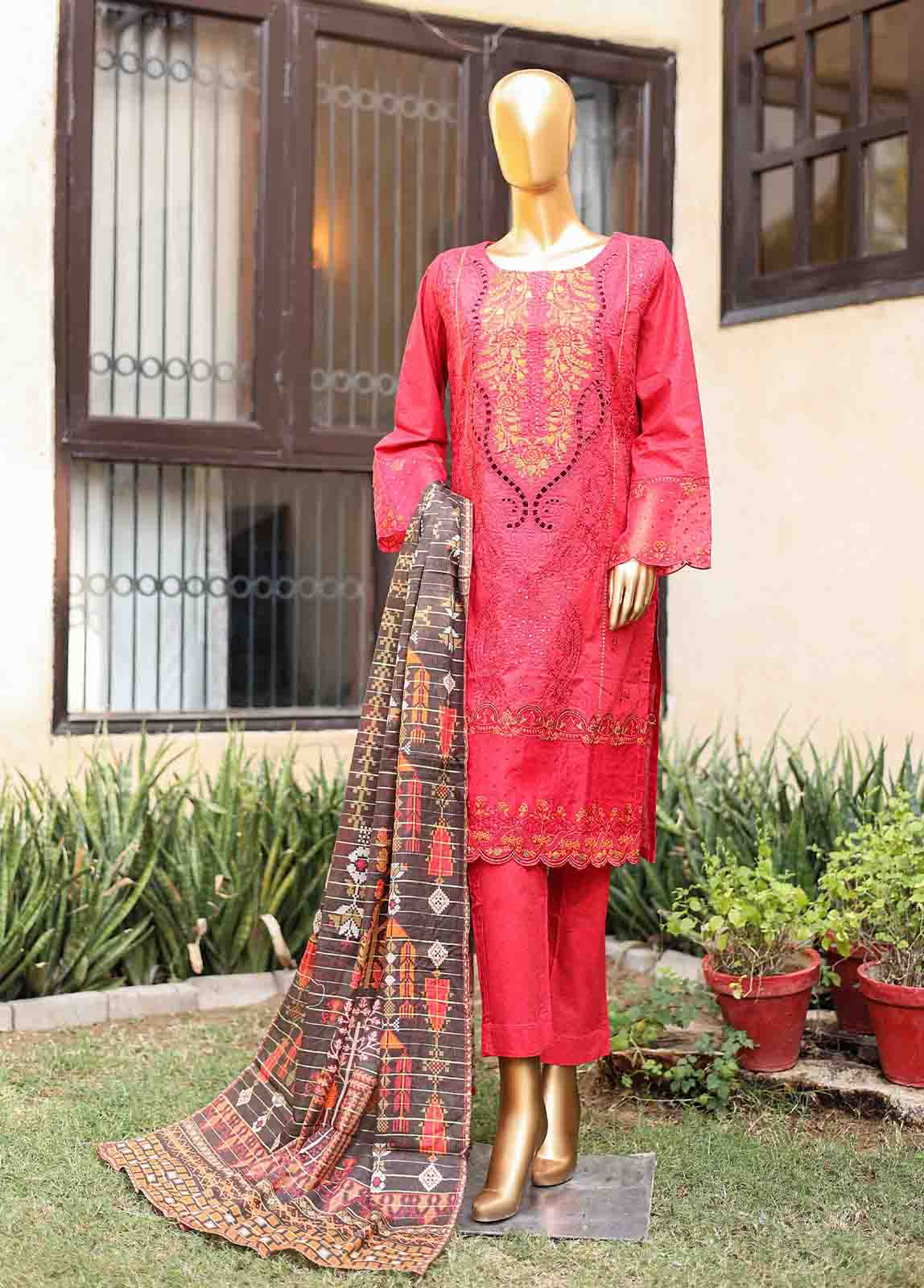 Bin Saeed Fabric - SMLF-EMB-402 B - 3 Piece Embroidered Stitched Suit