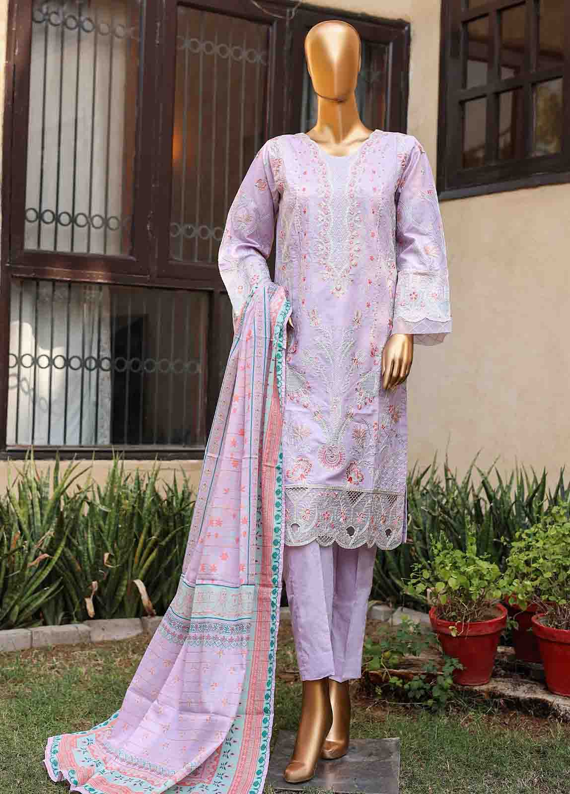 Bin Saeed Fabric - SMLF-EMB-428 A - 3 Piece Embroidered Stitched Suit