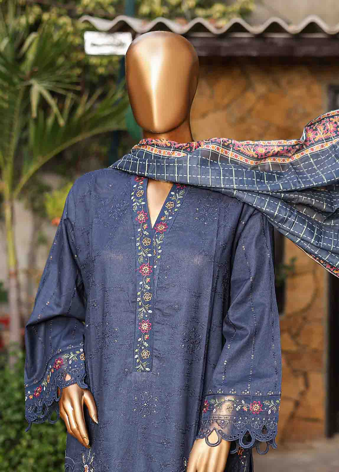 Bin Saeed Fabric - SMLF-EMB-433 A - 3 Piece Embroidered Stitched Suit