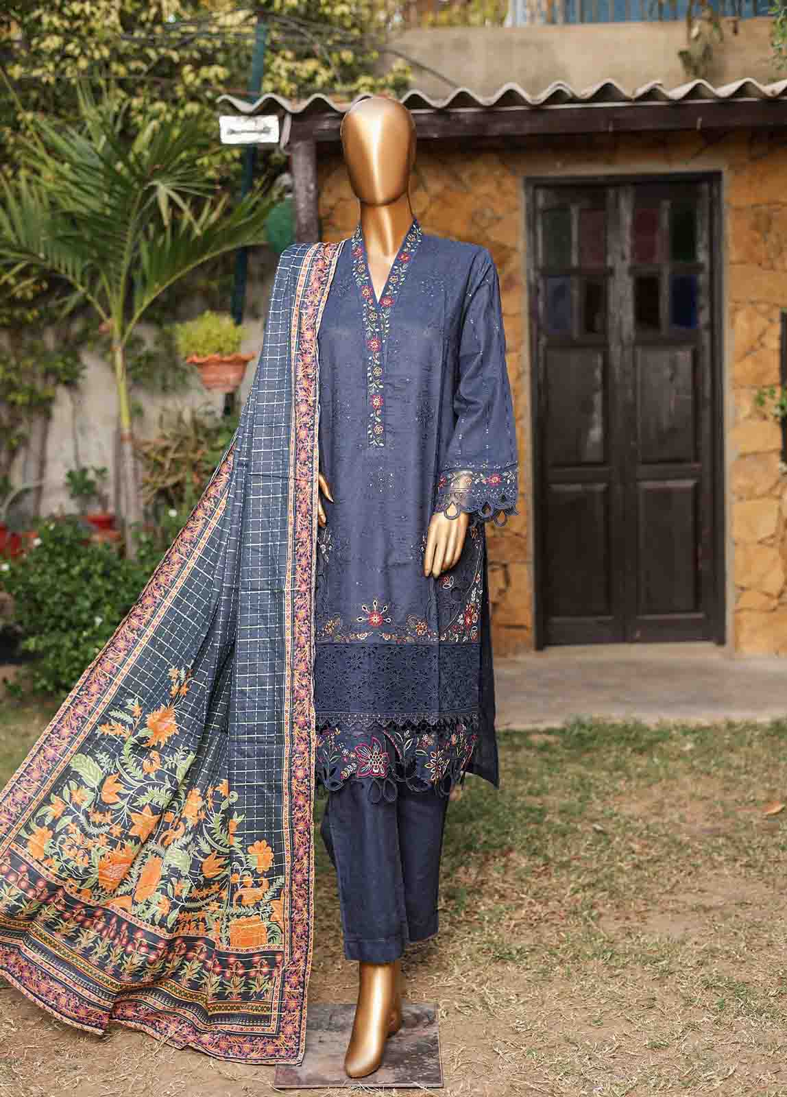 Bin Saeed Fabric - SMLF-EMB-433 A - 3 Piece Embroidered Stitched Suit