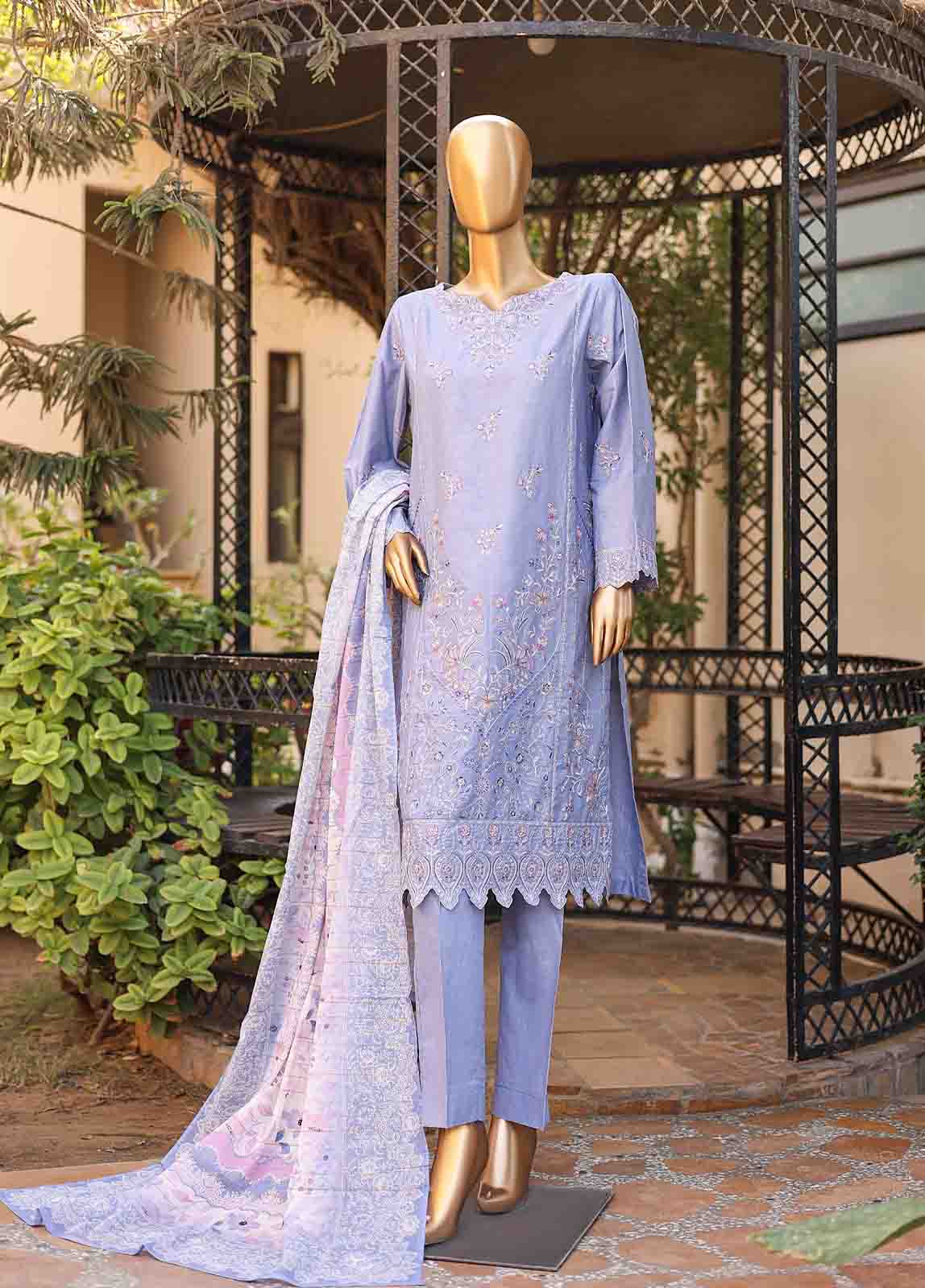 Bin Saeed Fabric - SMLF-EMB-434 B - 3 Piece Embroidered Stitched Suit