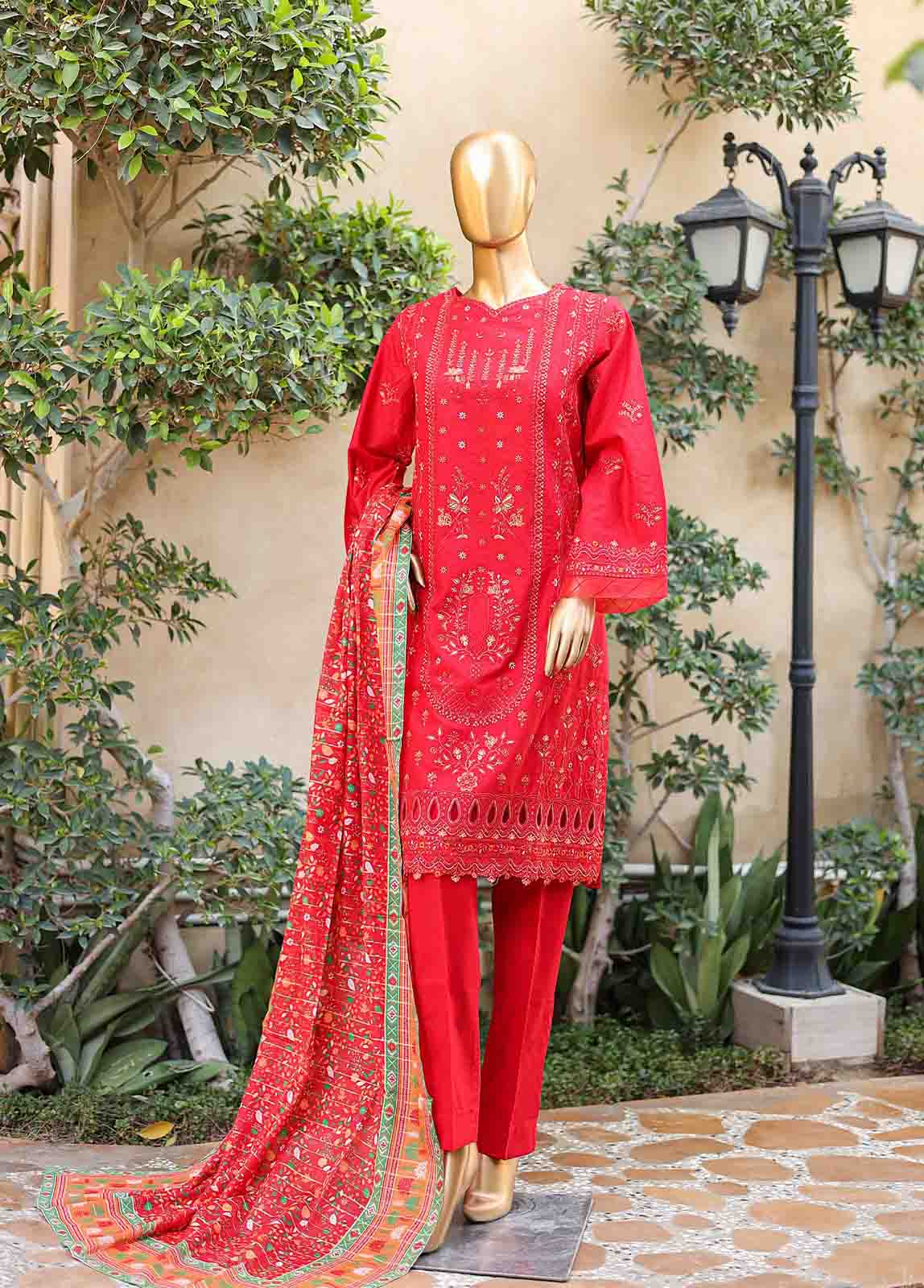 Bin Saeed Fabric - SMLF-EMB-440 A - 3 Piece Embroidered Stitched Suit