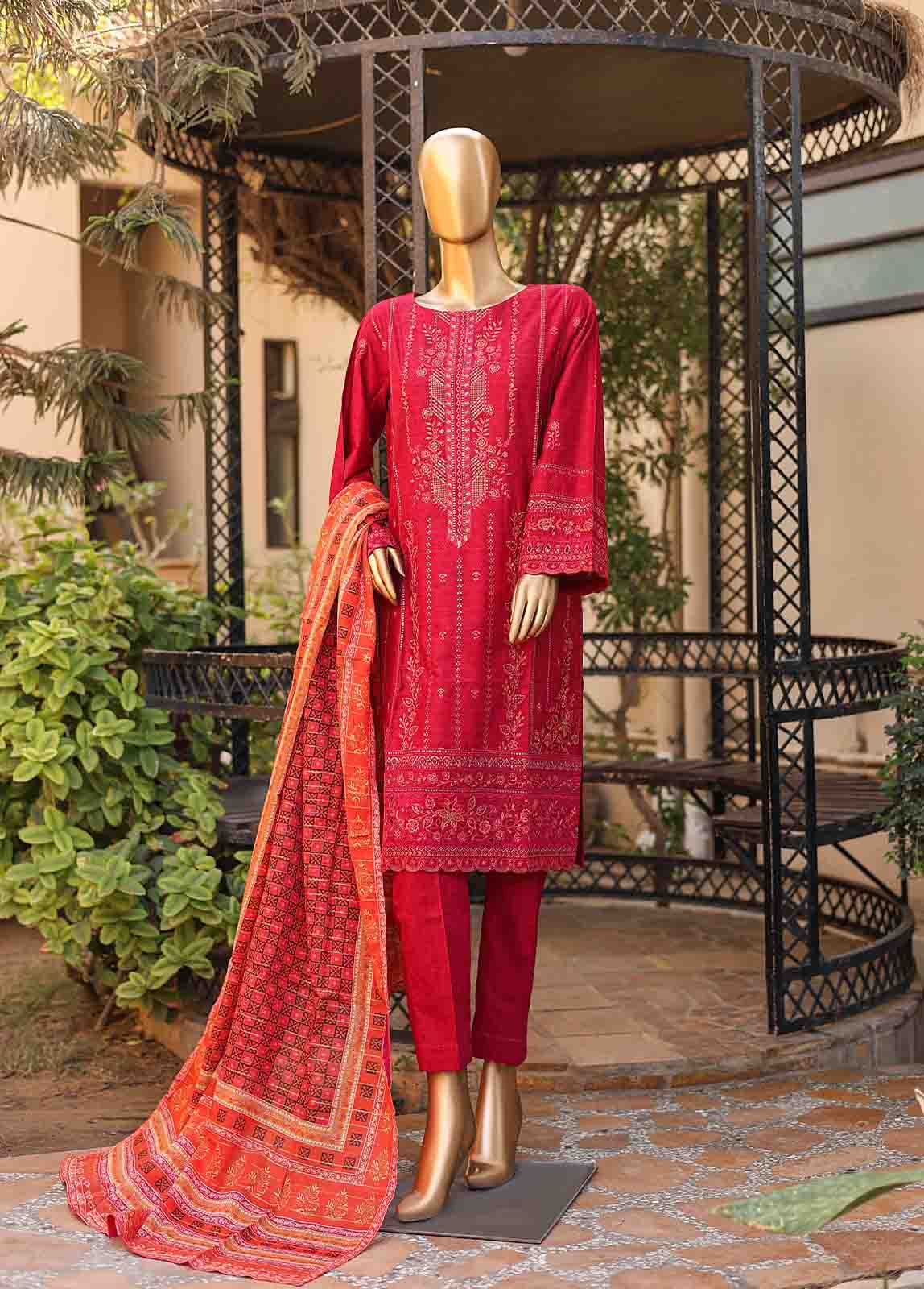 Bin Saeed Fabric - SMLF-EMB-444 B - 3 Piece Embroidered Stitched Suit