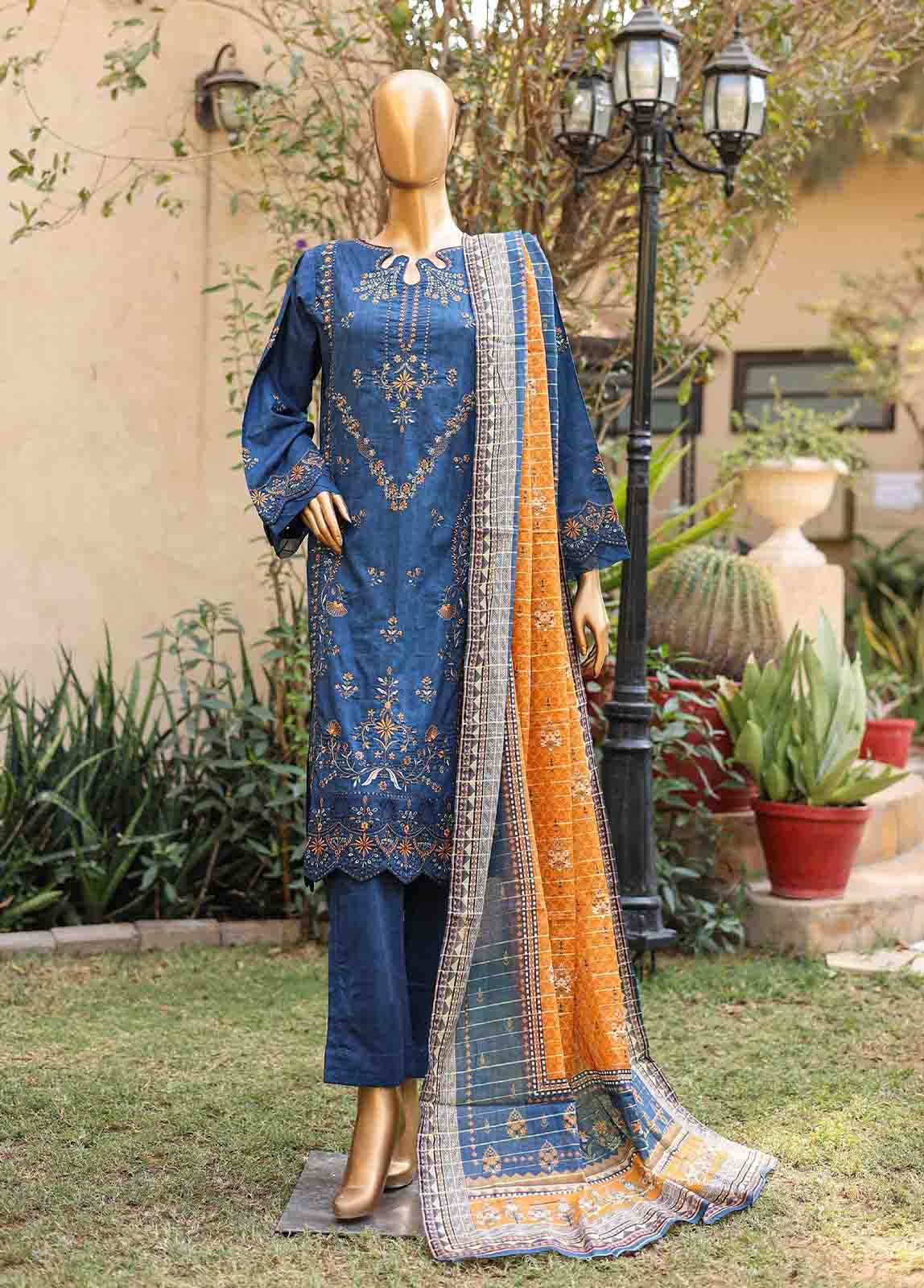 Bin Saeed Fabric - SMLF-EMB-446 A - 3 Piece Embroidered Stitched Suit