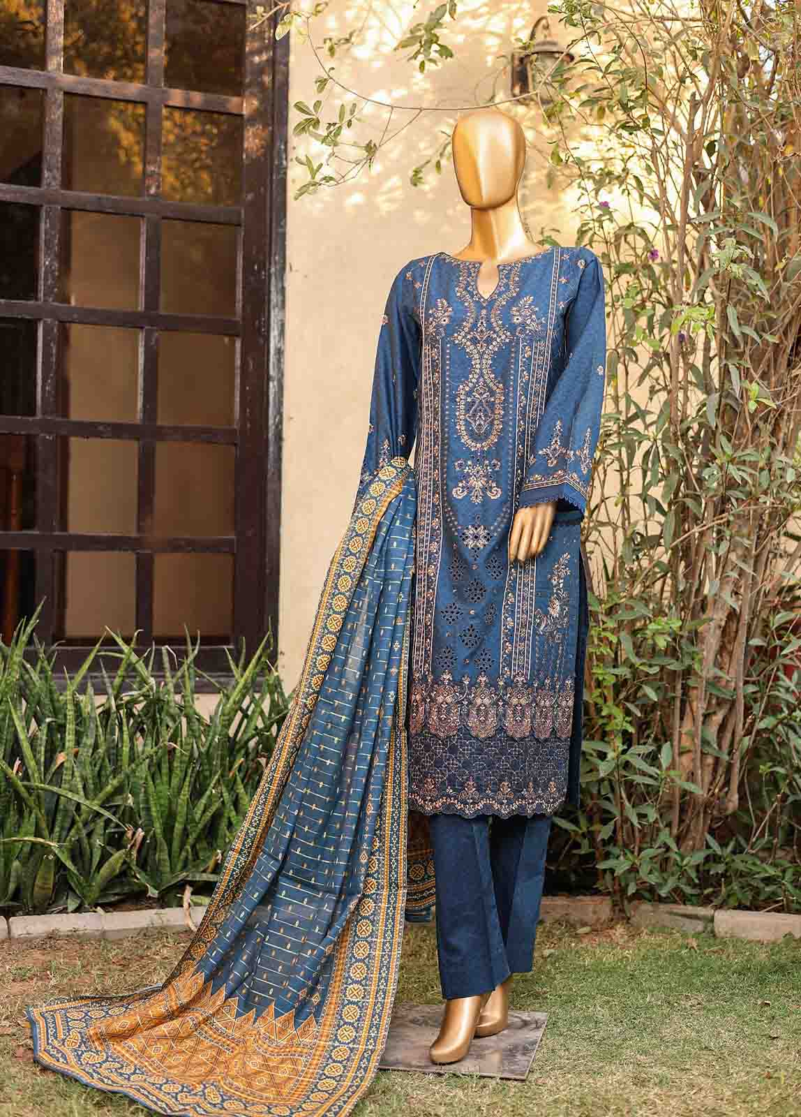 Bin Saeed Fabric - SMLF-EMB-447 B - 3 Piece Embroidered Stitched Suit