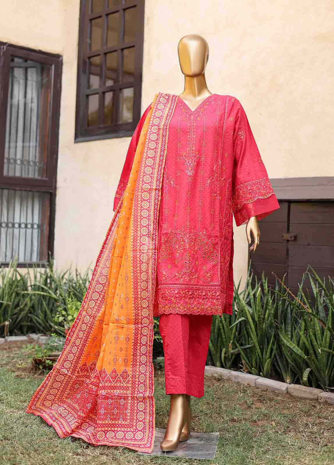 Bin Saeed Fabric - SMLF-EMB-448 B - 3 Piece Embroidered Stitched Suit