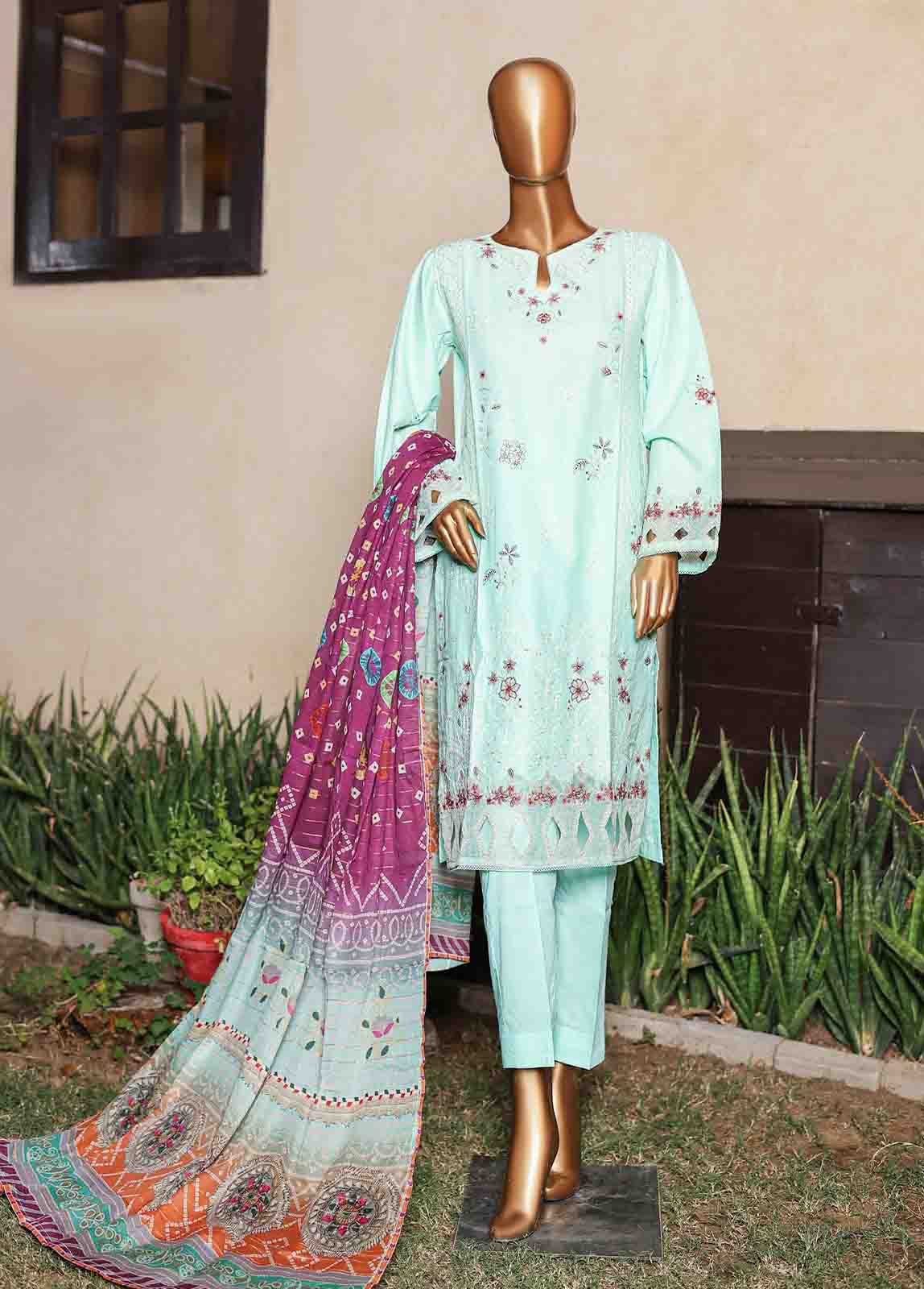 Bin Saeed Fabric - SMLF-EMB-450 B - 3 Piece Embroidered Stitched Suit