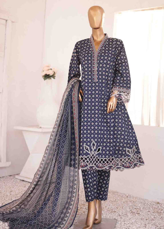 SMLF-FR-0132- 3 Piece Frock Style Stitched Suit