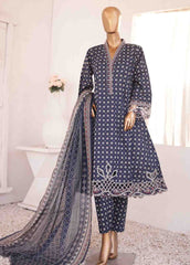 SMLF-FR-0132- 3 Piece Embroidered Stitched Suit