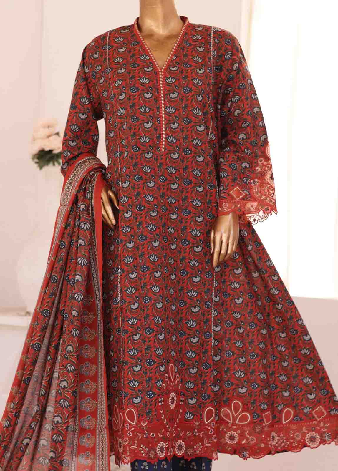 Bin Saeed Fabric - SMLF-FR-0133- 3 Piece Embroidered Stitched Suit