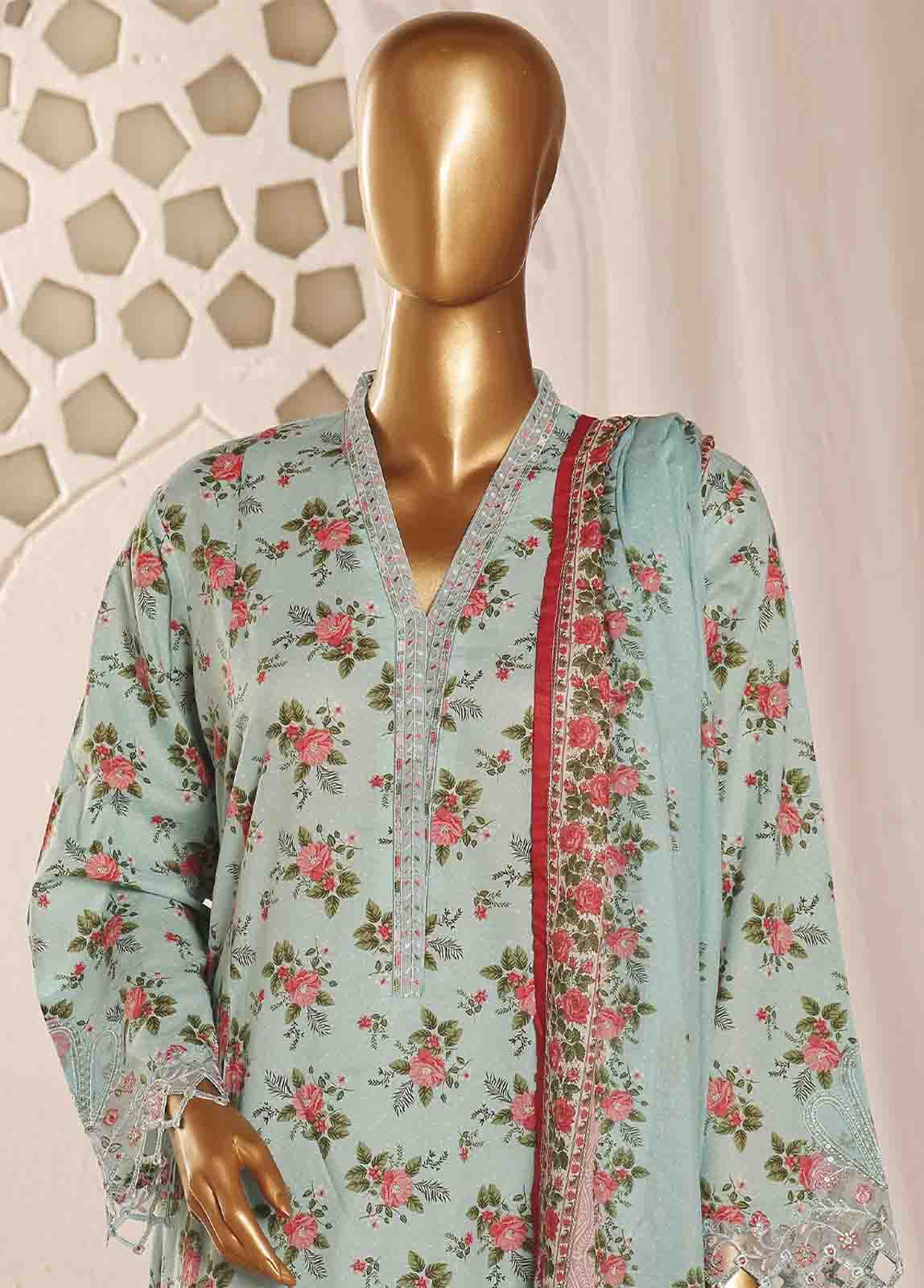 Bin Saeed Fabric - SMLF-FR-0136- 3 Piece Embroidered Stitched Suit