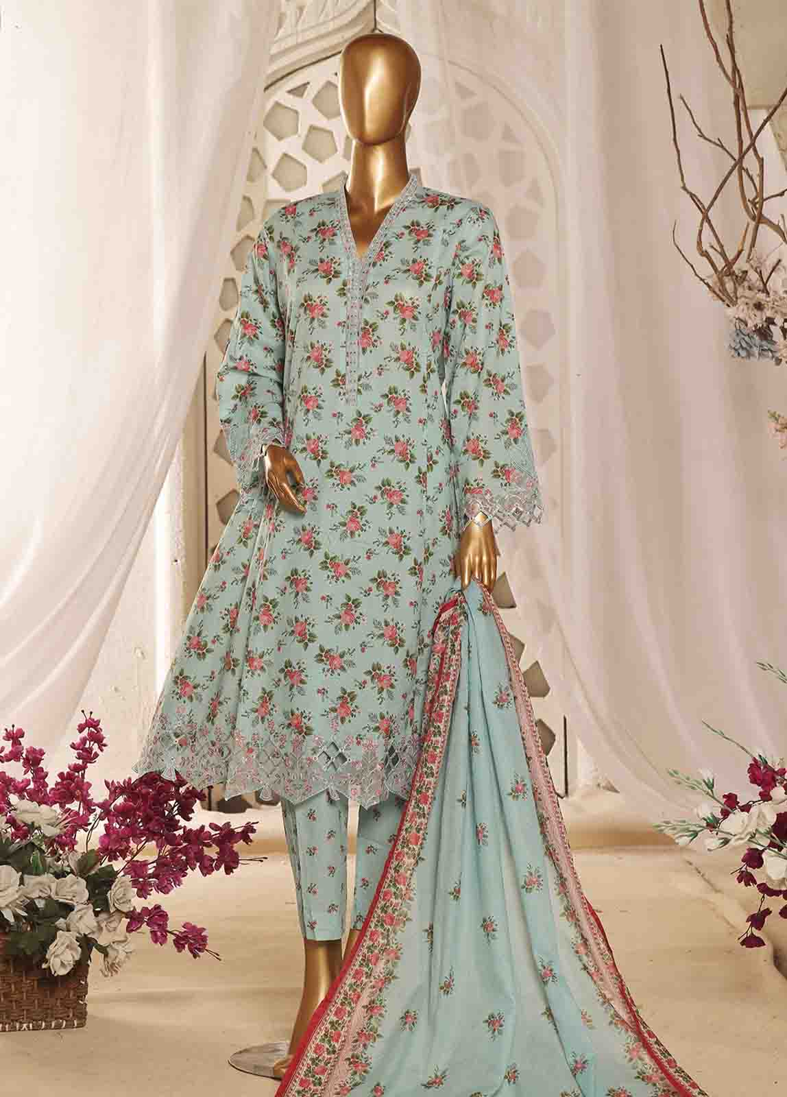 Bin Saeed Fabric - SMLF-FR-0136- 3 Piece Embroidered Stitched Suit