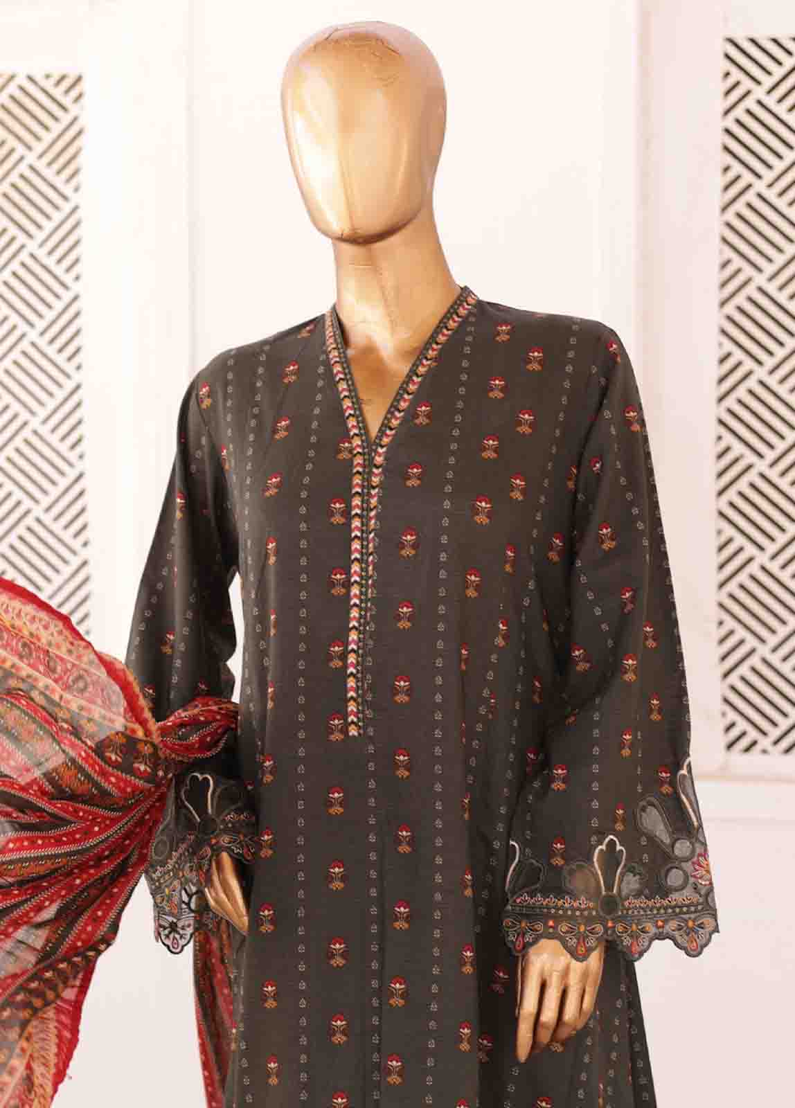 Bin Saeed Fabric - SMLF-FR-0140- 3 Piece Frock Style Stitched Suit