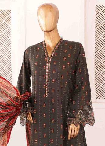 Bin Saeed Fabric - SMLF-FR-0140- 3 Piece Frock Style Stitched Suit