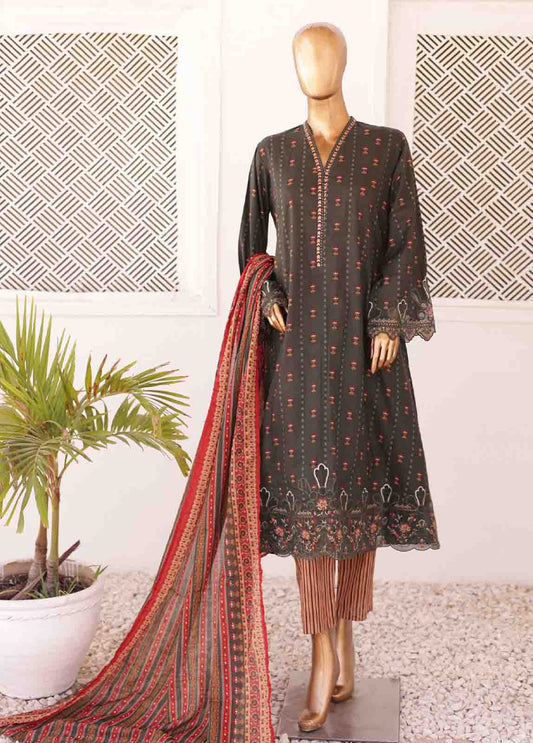 SMLF-FR-0140- 3 Piece Frock Style Stitched Suit