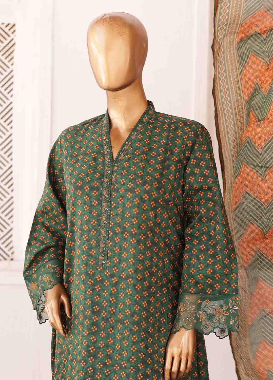 Bin Saeed Fabric - SMLF-FR-0210- 3 Piece Frock Style Stitched Suit