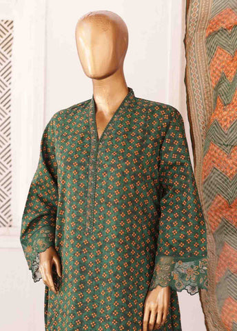 Bin Saeed Fabric - SMLF-FR-0210- 3 Piece Frock Style Stitched Suit