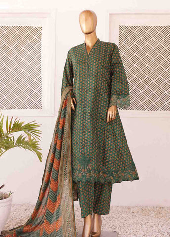 Bin Saeed Fabric - SMLF-FR-0210- 3 Piece Frock Style Stitched Suit
