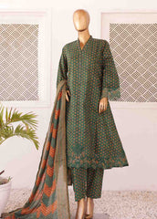 SMLF-FR-0210- 3 Piece Embroidered Stitched Suit