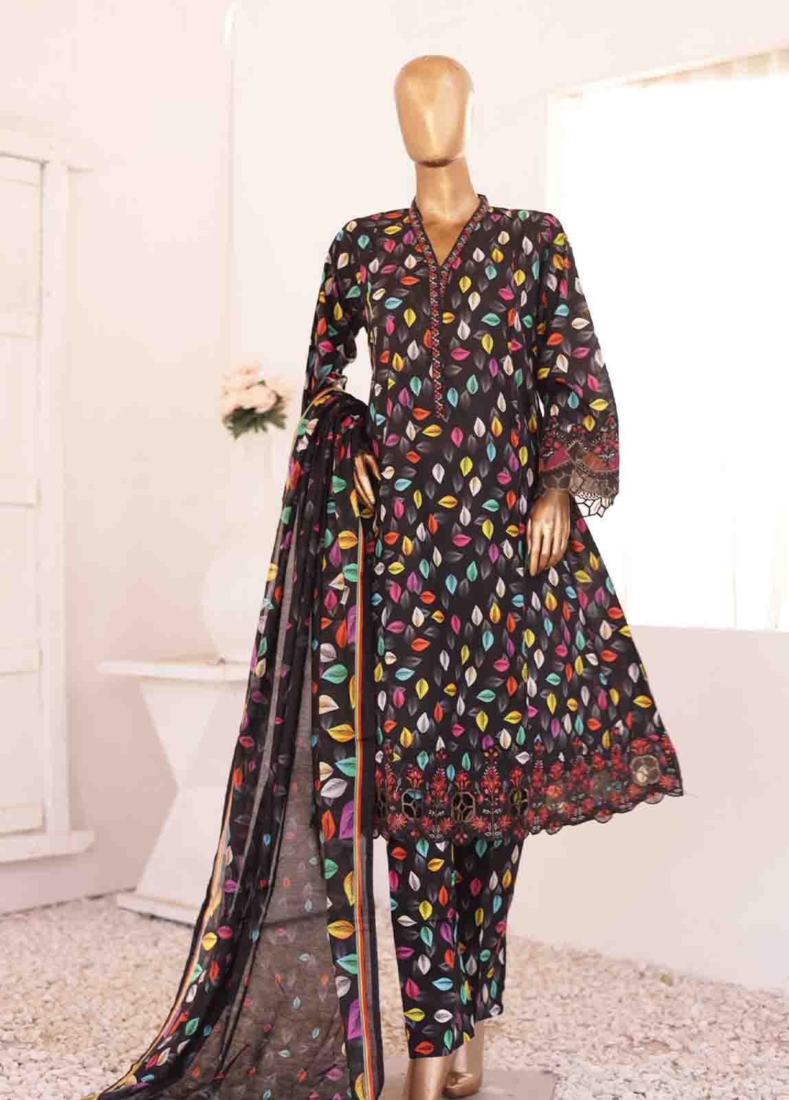 Bin Saeed Fabric - SMLF-FR-0219- 3 Piece Embroidered Stitched Suit
