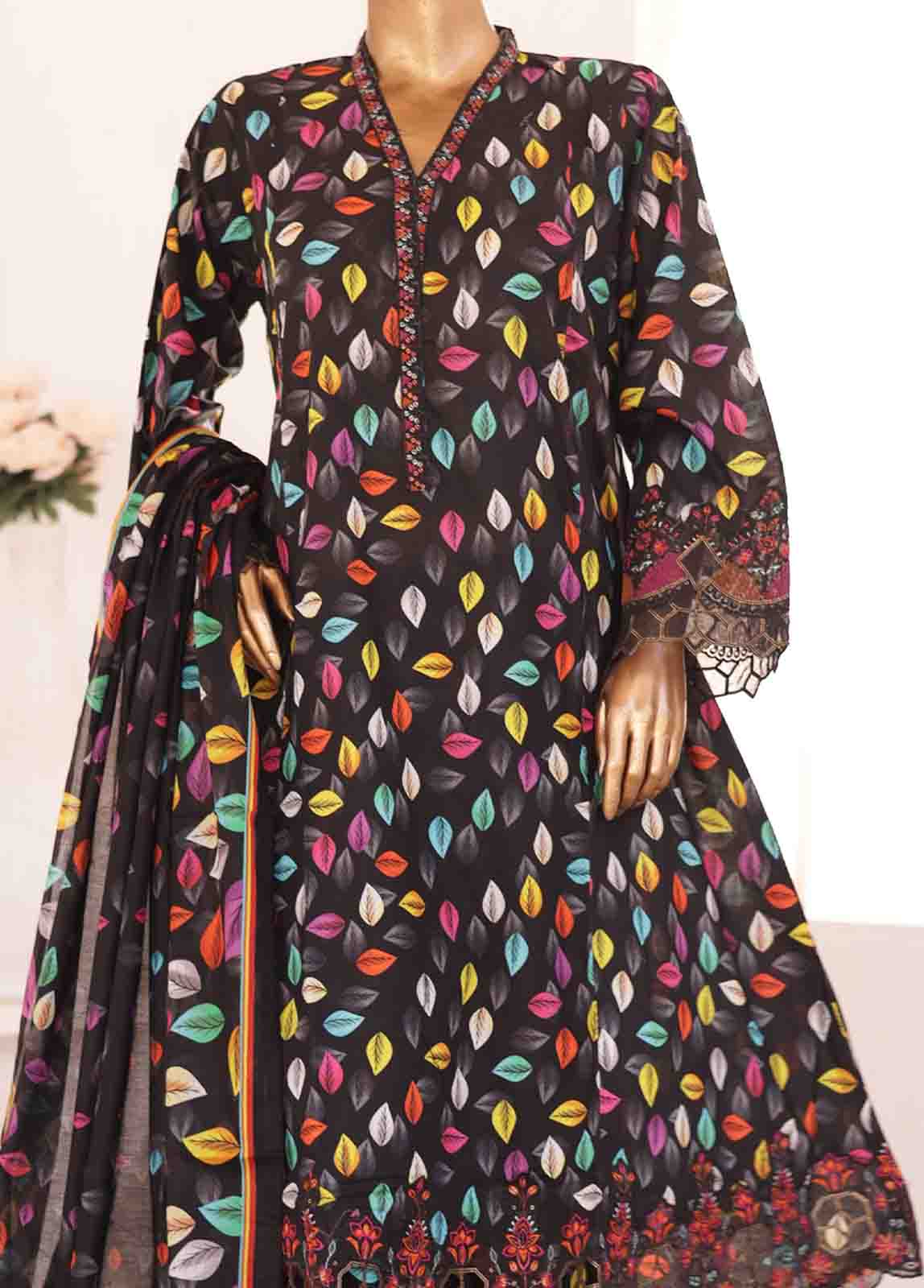 Bin Saeed Fabric - SMLF-FR-0219- 3 Piece Embroidered Stitched Suit