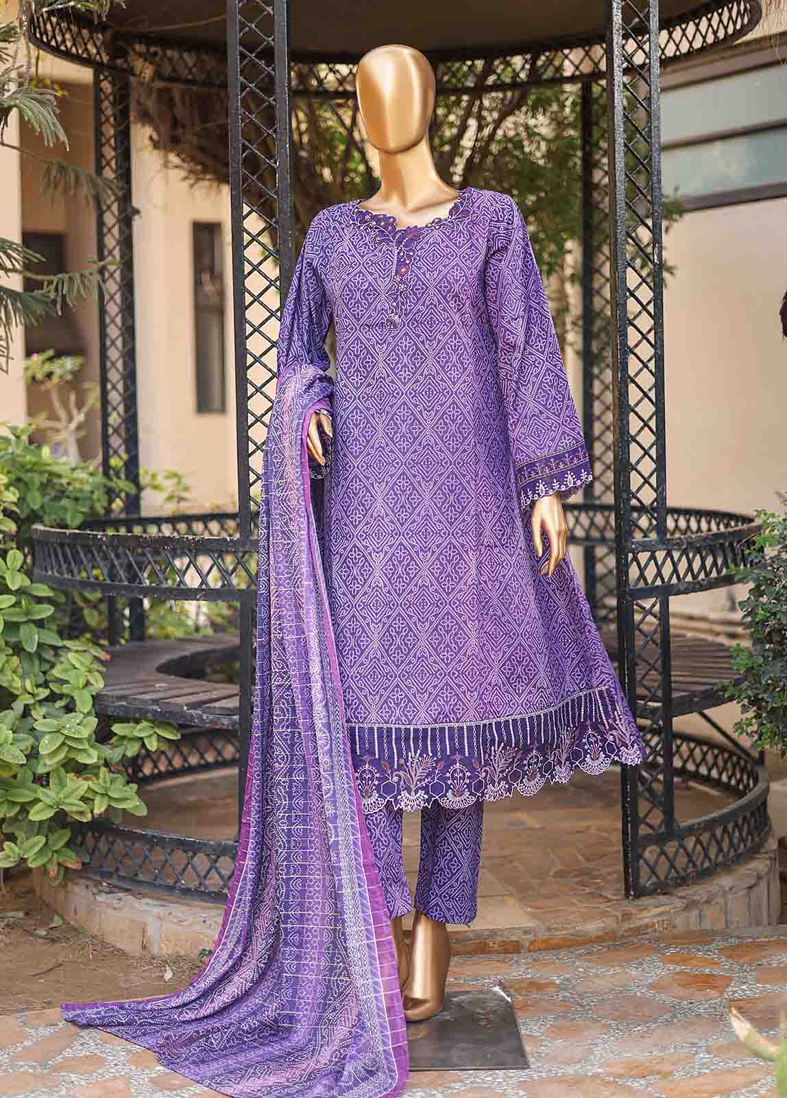 Bin Saeed Fabric - SMLF-FR-0451- 3 Piece Embroidered Stitched Suit