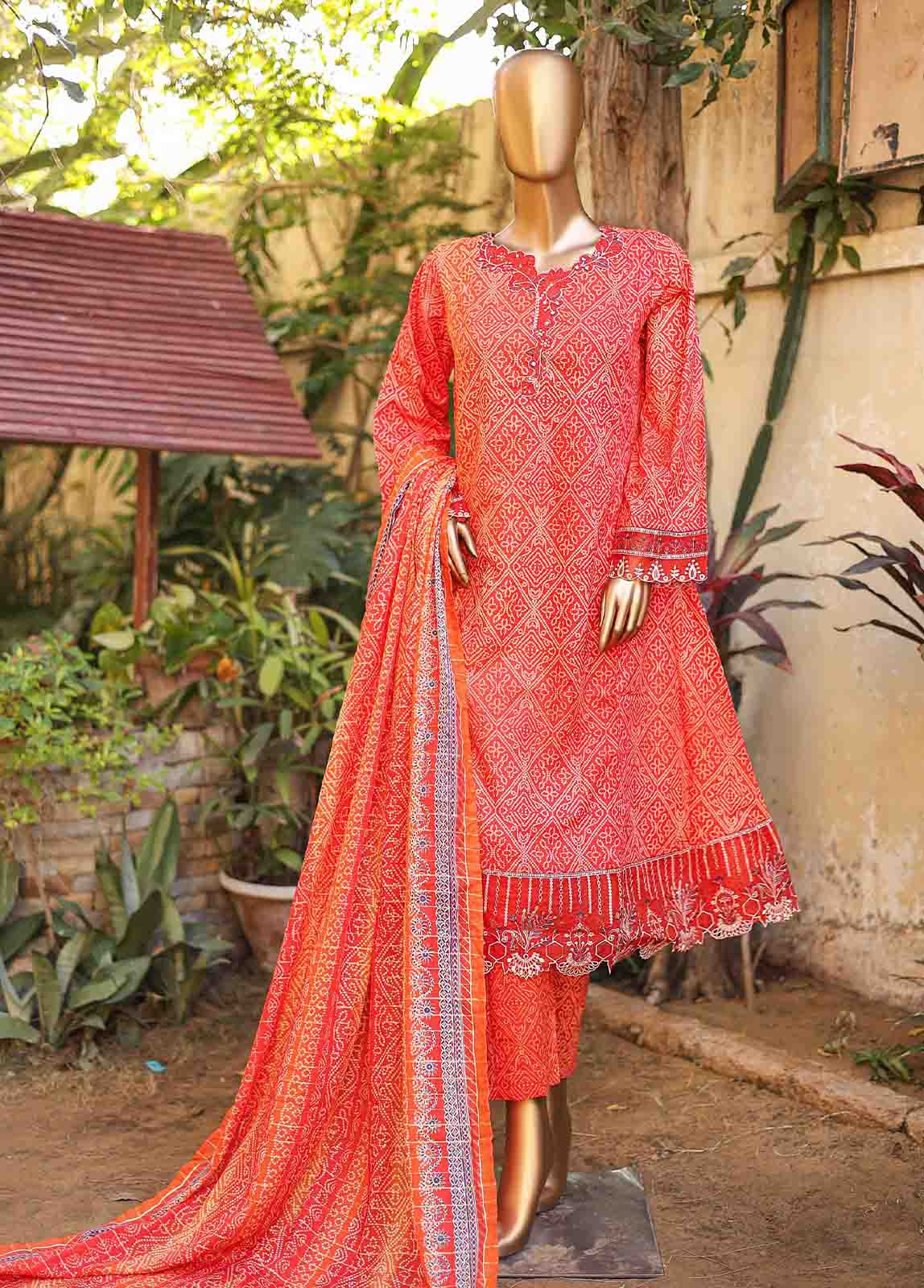 Bin Saeed Fabric - SMLF-FR-0453- 3 Piece Embroidered Stitched Suit