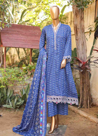 Bin Saeed Fabric - SMLF-FR-0523- 3 Piece Embroidered Stitched Suit