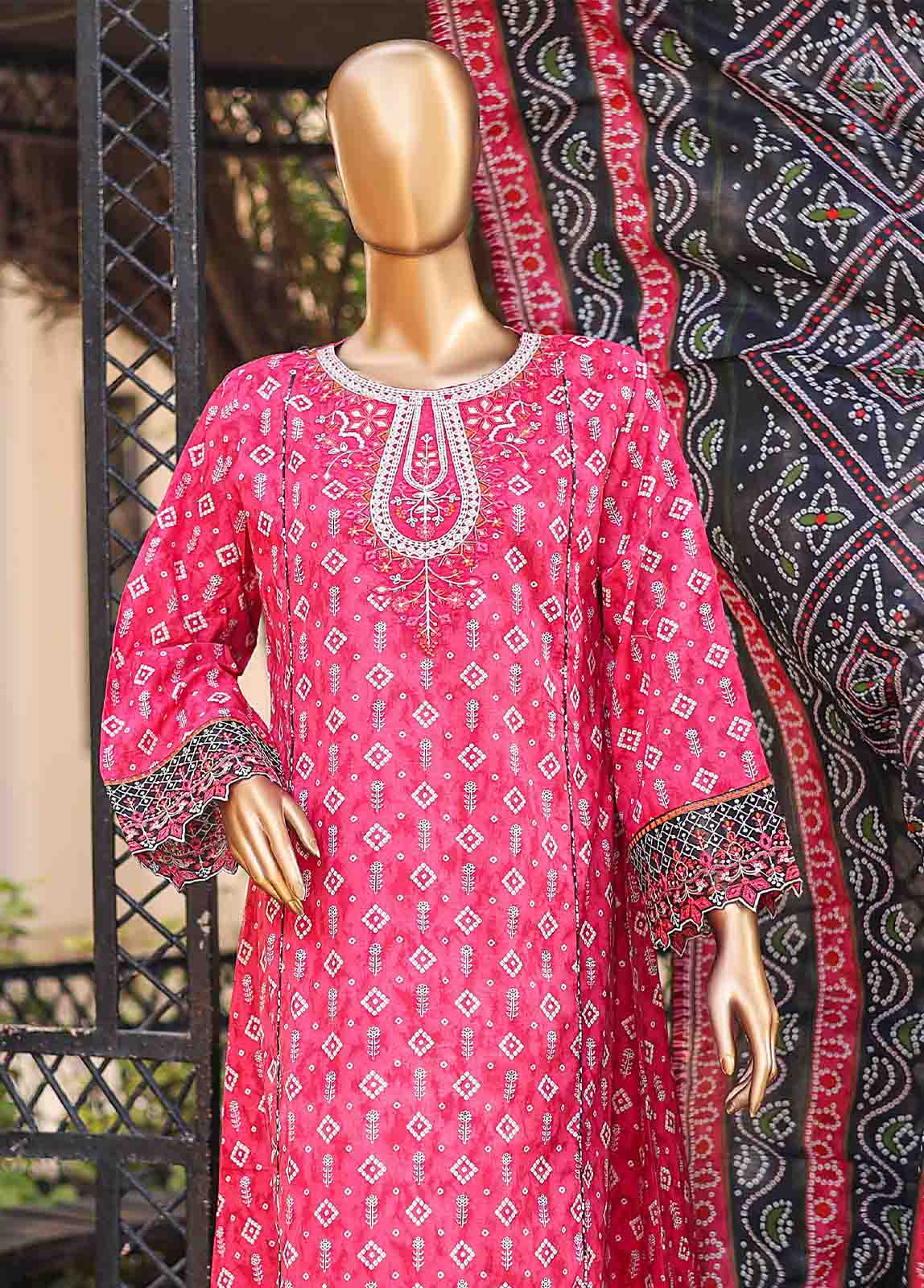 Bin Saeed Fabric - SMLF-FR-0524- 3 Piece Embroidered Stitched Suit