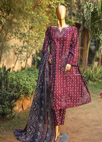 Bin Saeed Fabric - SMLF-FR-0525- 3 Piece Embroidered Stitched Suit