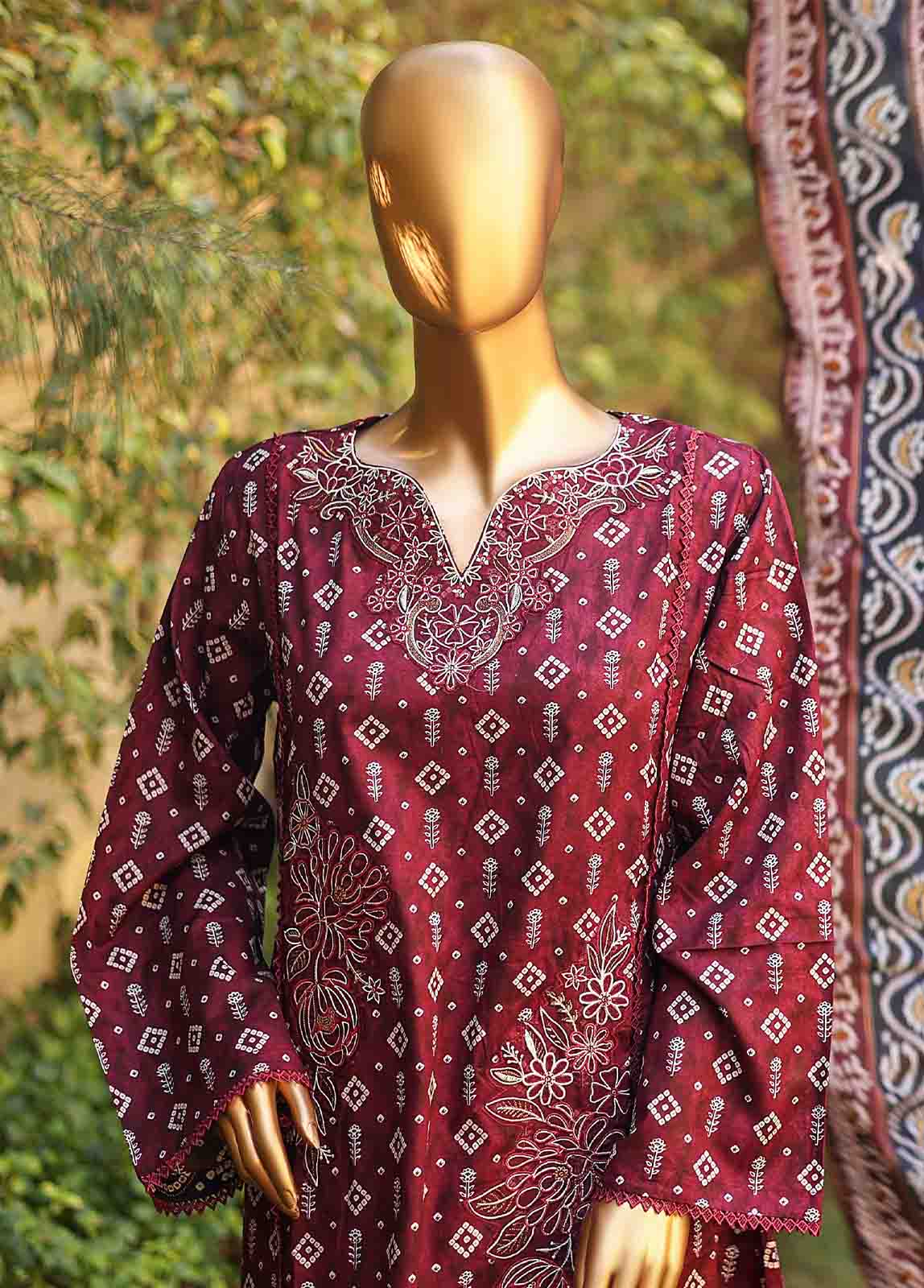 Bin Saeed Fabric - SMLF-FR-0525- 3 Piece Embroidered Stitched Suit