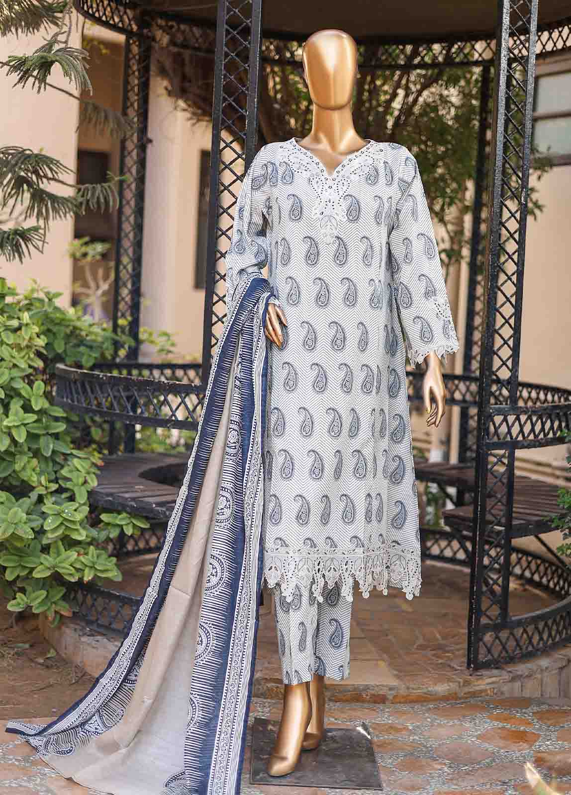 Bin Saeed Fabric - SMLF-FR-0526- 3 Piece Embroidered Stitched Suit