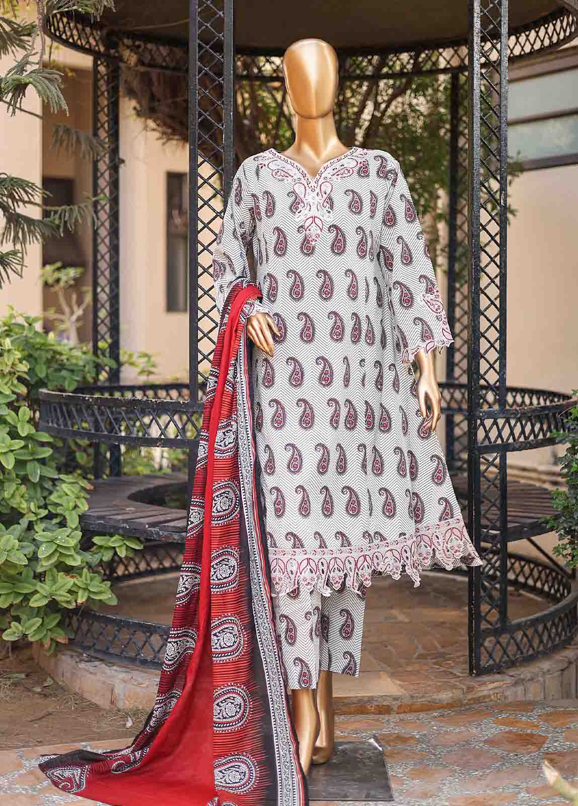 Bin Saeed Fabric - SMLF-FR-0528- 3 Piece Embroidered Stitched Suit