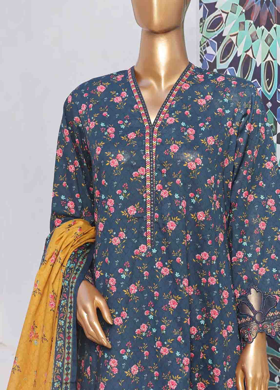 Bin Saeed Fabric - SMLF-FR-0642- 3 Piece Embroidered Stitched Suit