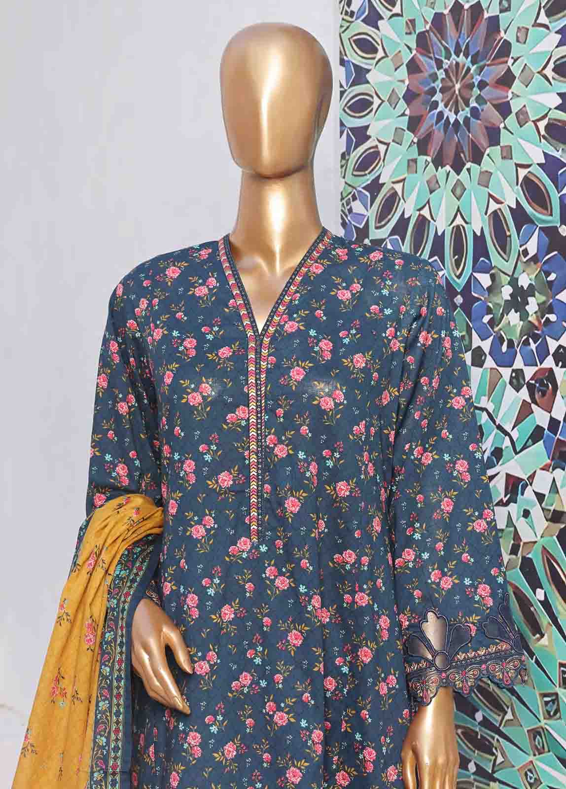 Bin Saeed Fabric - SMLF-FR-0642- 3 Piece Embroidered Stitched Suit