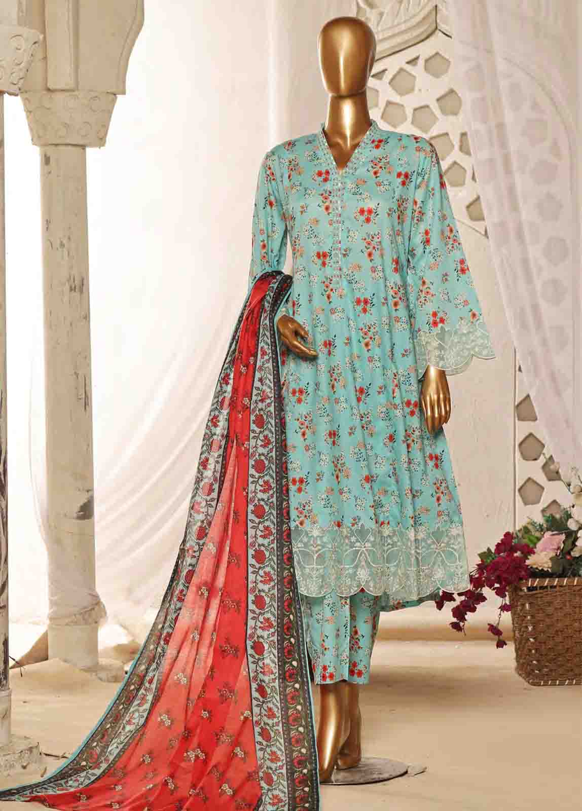 Bin Saeed Fabric - SMLF-FR-0644- 3 Piece Embroidered Stitched Suit