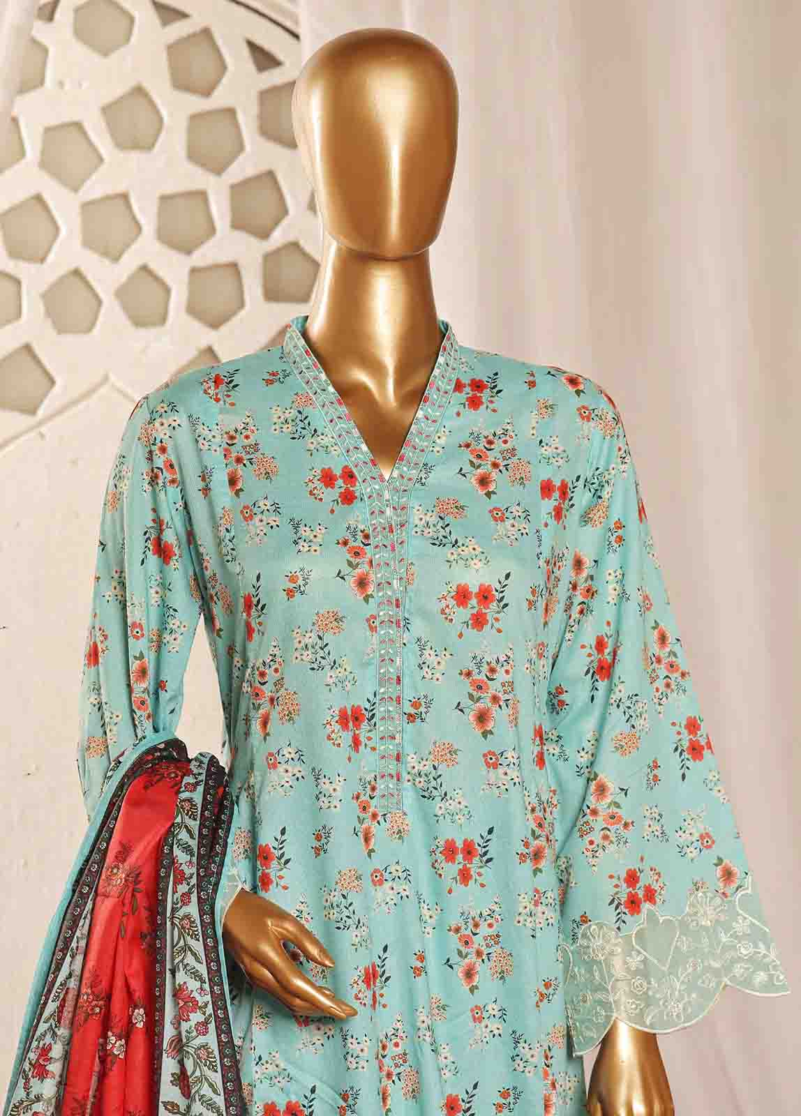 Bin Saeed Fabric - SMLF-FR-0644- 3 Piece Embroidered Stitched Suit