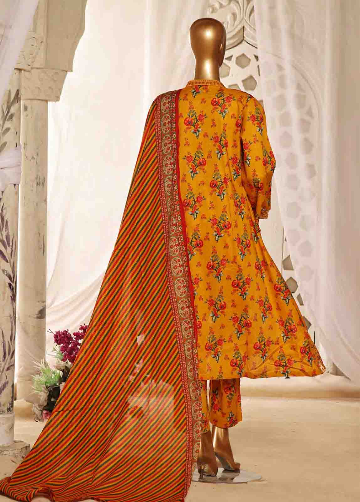 Bin Saeed Fabric - SMLF-FR-124- 3 Piece Embroidered Stitched Suit