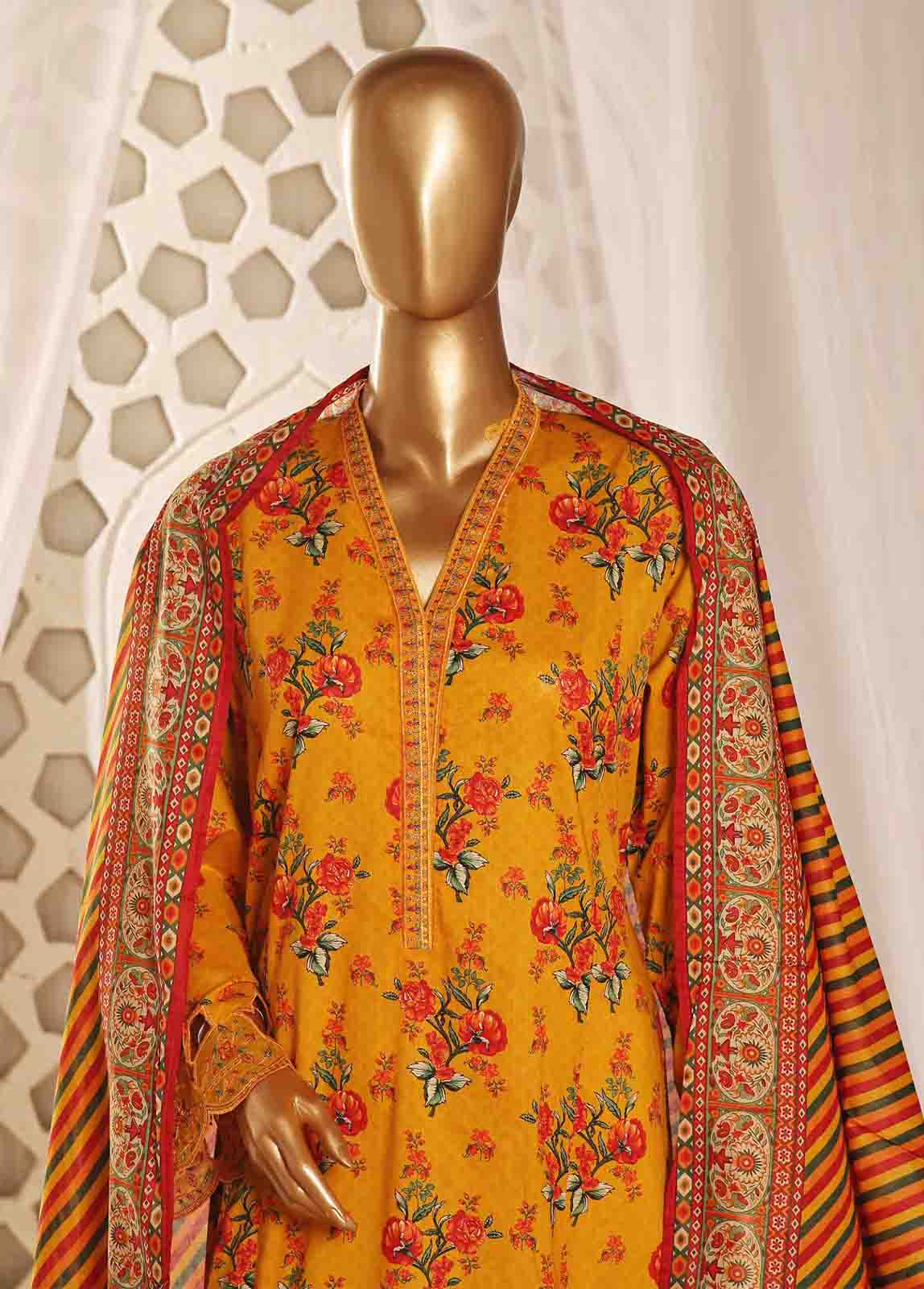 Bin Saeed Fabric - SMLF-FR-124- 3 Piece Embroidered Stitched Suit