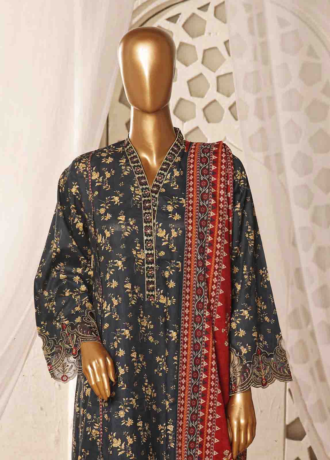 Bin Saeed Fabric - SMLF-FR-126- 3 Piece Embroidered Stitched Suit