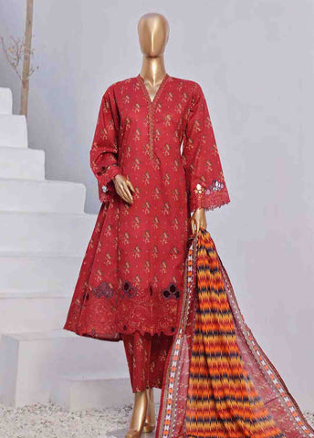 Bin Saeed Fabric - SMLF-FR-128 B- 3 Piece Embroidered Stitched Suit